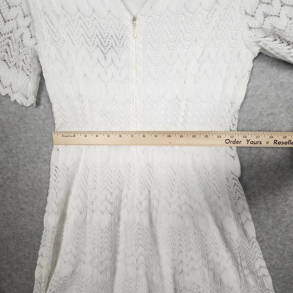 Jessica Howard Dress Womens 10 White Lace Short Sleeve Fit Flare‎ Zipper Spring